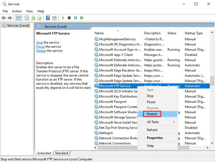 راه اندازی FTP سرور در ویندوز